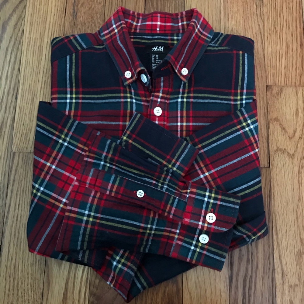 H&M MEN Plaid Button Down Long Sleeve Shirt
